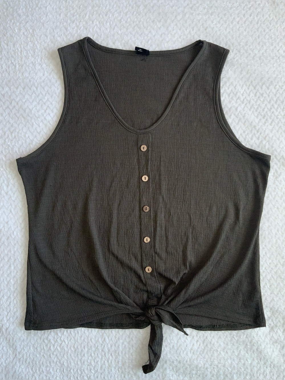 This & More Button Front Tie Tank Top